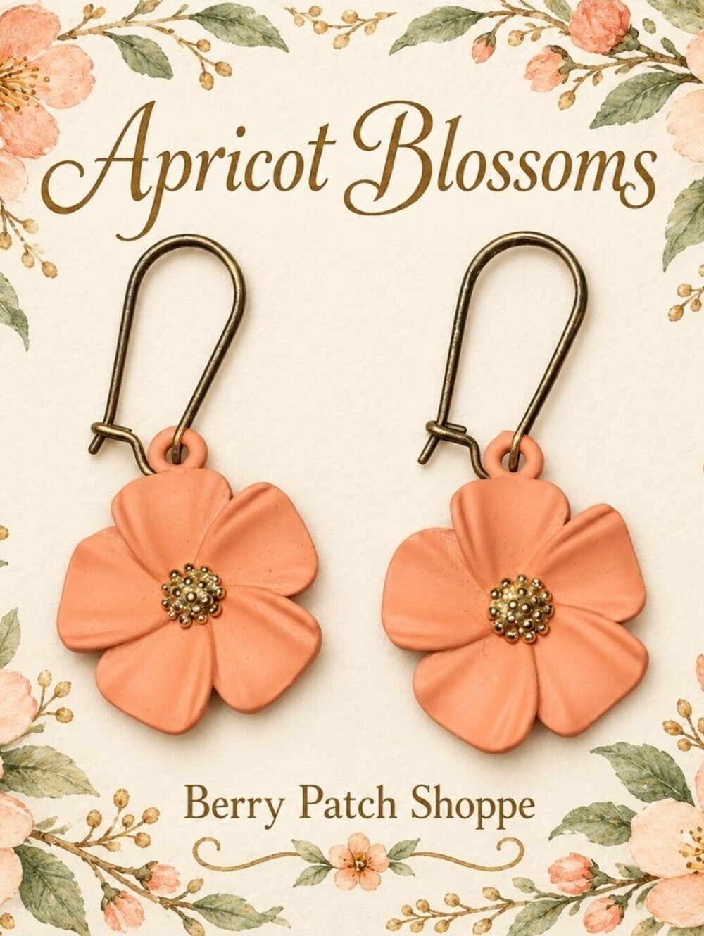 Apricot Blossoms Dangle Drop Artesian Earrings